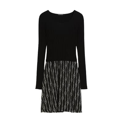 Pennyblack • zwarte gebreide jurk met crêpe rok