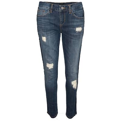 Liu Jo • blauwe jeans met beschadigingen en blauwe bies