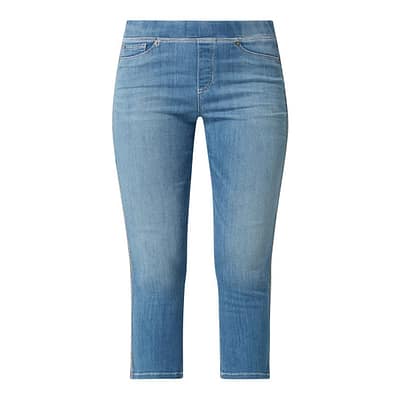 Cambio Jeans • blauwe Philia capri met zilveren bies