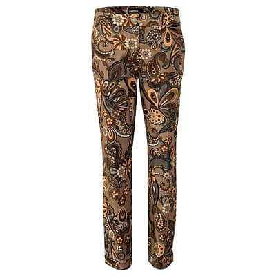 Cambio • pantalon Stella met bloemen in kaki en oker