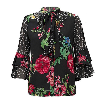 Joseph Ribkoff • zwarte blouse met bloemen