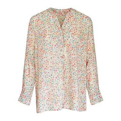 Milano Italy • ecru blouse met bloemen