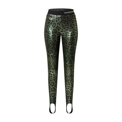 MAC • groene glimmende legging met leo print