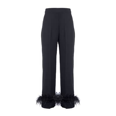 Nenette • zwarte pantalon met veren