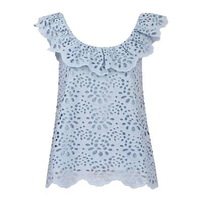 Frogbox • lichtblauwe broderie top