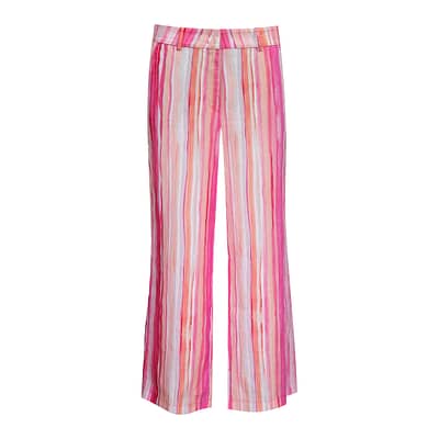 Cambio • gestreepte roze linnen pantalon California