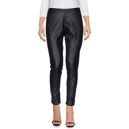 Twinset • zwarte pantalon in leer en stof