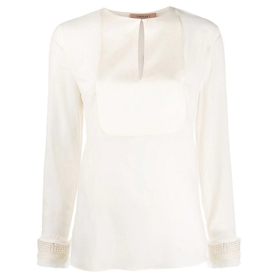 Twinset • sneeuw witte blouse met parels