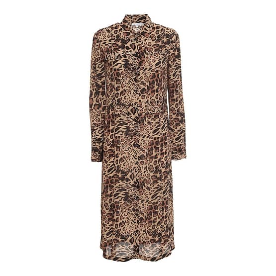 Patrizia Pepe • lange bruine jurk met luipaard print