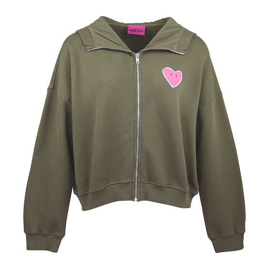 Frogbox • groene hoodie met roze hart