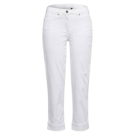 Marc Aurel • witte cropped jeans met lichte beschadigingen