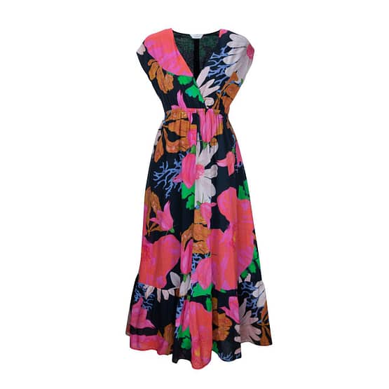 Frogbox • zwarte maxi jurk met bloemen