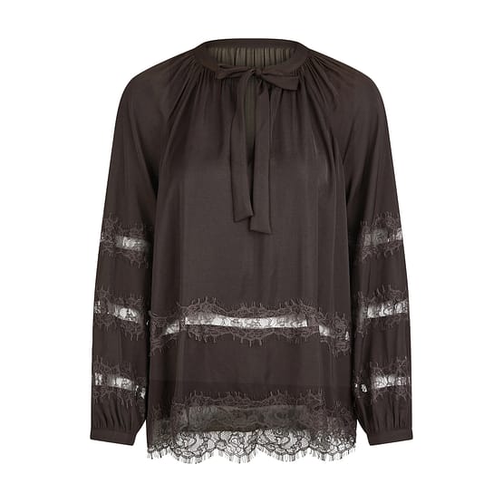 Marc Aurel • bruine blouse met kant