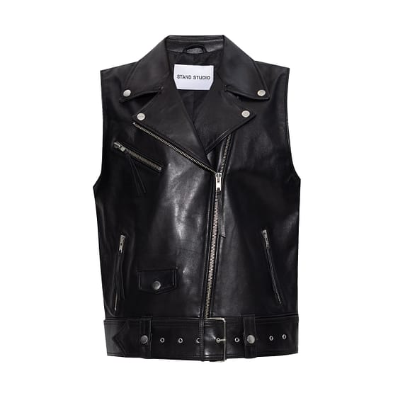 Stand Studio • zwart leren bikers vest