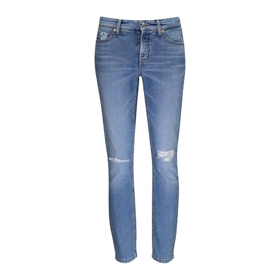 Cambio • blauwe Paris Cropped jeans met beschadigingen